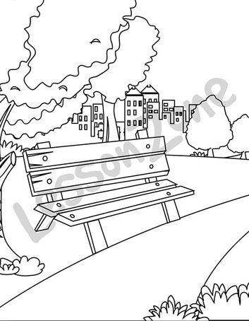 353x454 Park Scene Clipart Black And White Great Free Clipart - Playground Drawing Black And White