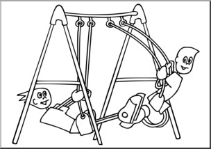 304x214 School Playground Clipart Black And White Clip Art Cartoon Scene - Playground Drawing Black And White