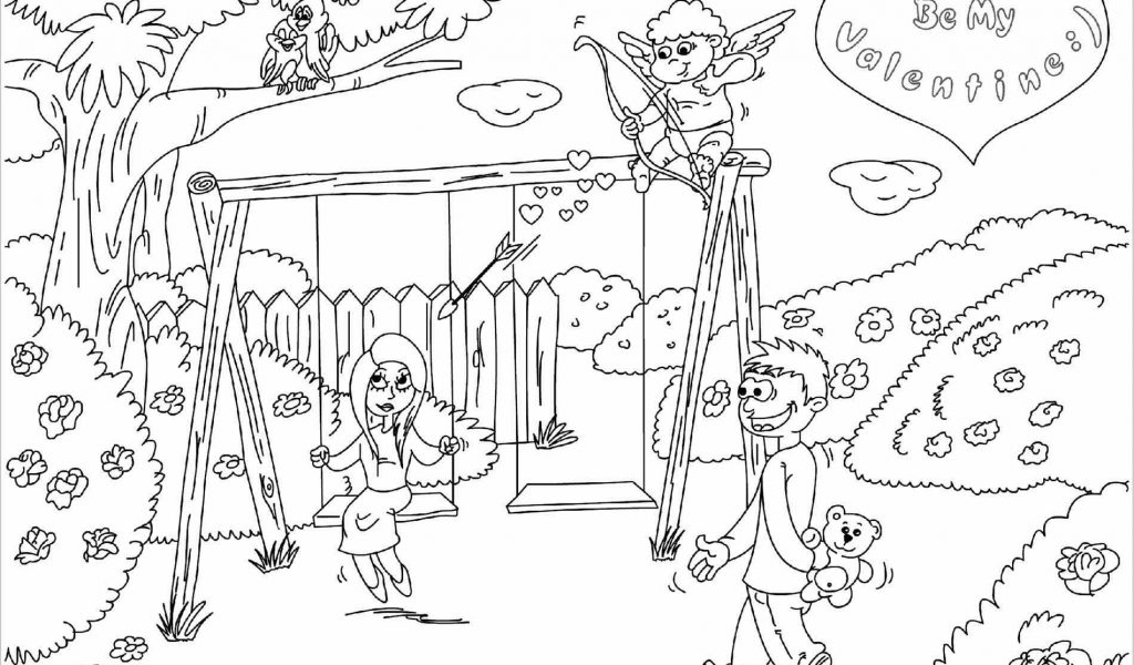 1024x600 Park Drawing For Free Download - Playground Drawing Black And White