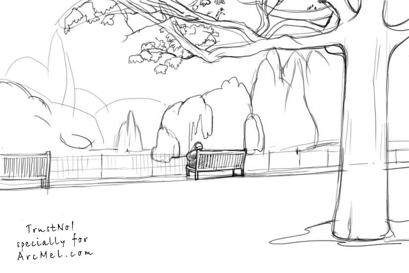 825x550 bench drawing free download - Playground Drawing Black And White