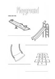180x256 Playground Colouring, Labelling, Drawing - Playground Slide Drawing