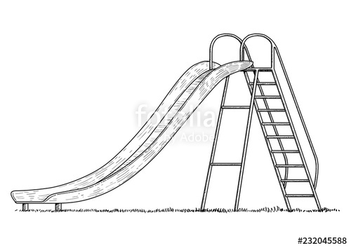 500x354 Playground Equipment Collection, Illustration, Drawing, Engraving - Playground Slide Drawing