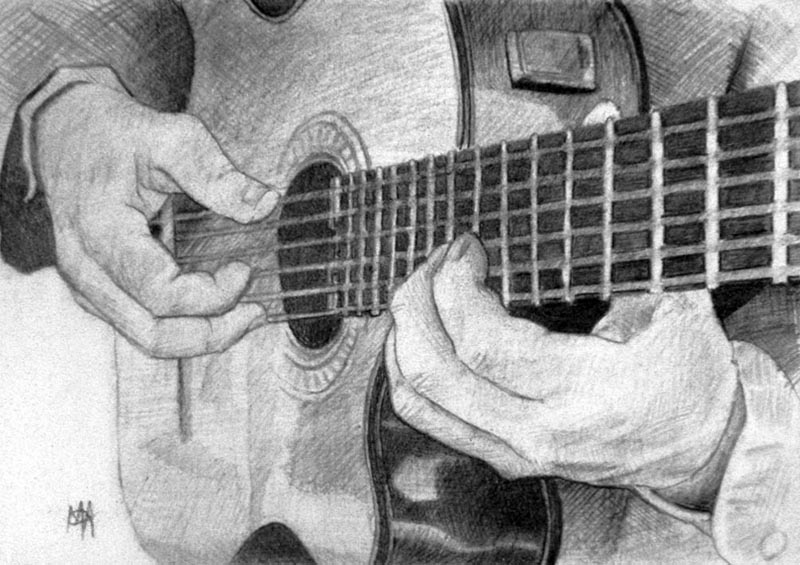 800x565 Guitar Player - Playing Guitar Drawing