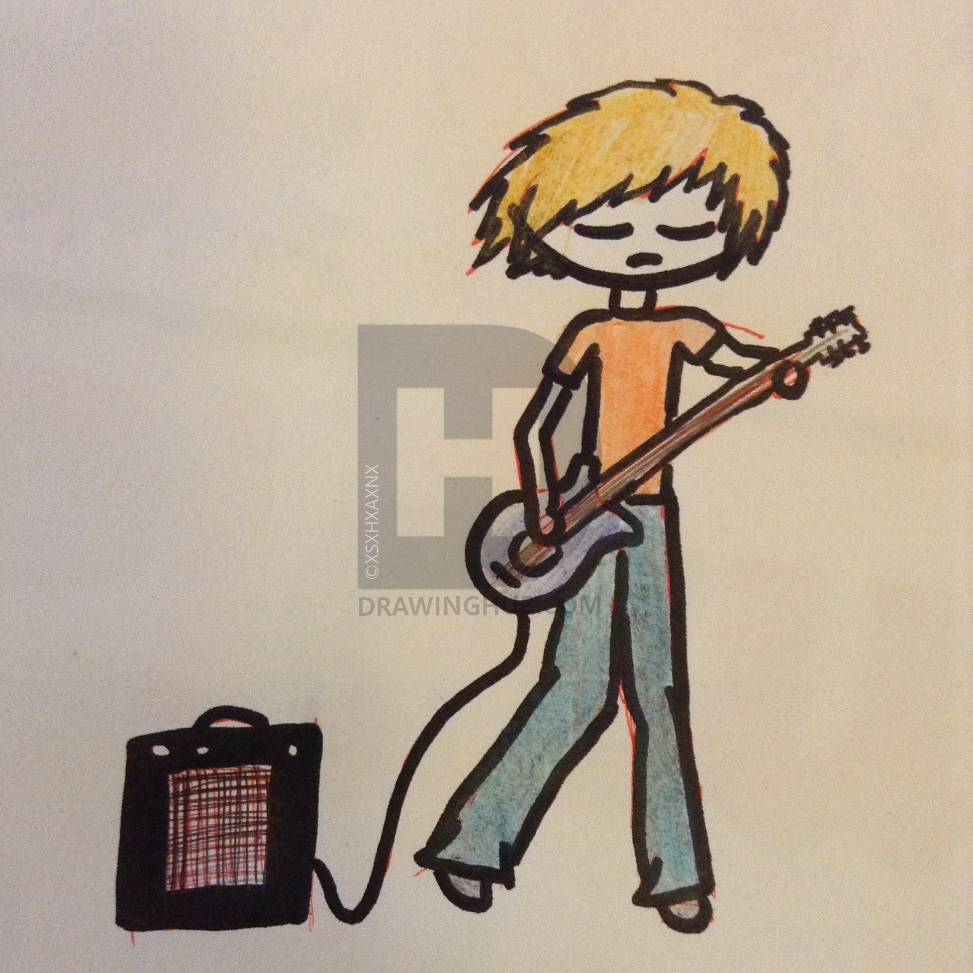 1936x1937 how to draw a person playing guitar, step - Playing Guitar Drawing