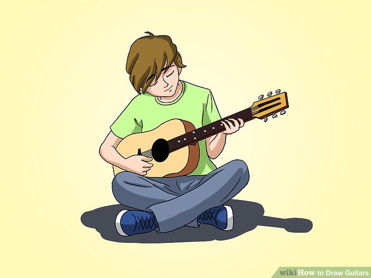 728x546 Ways To Draw Guitars - Playing Guitar Drawing