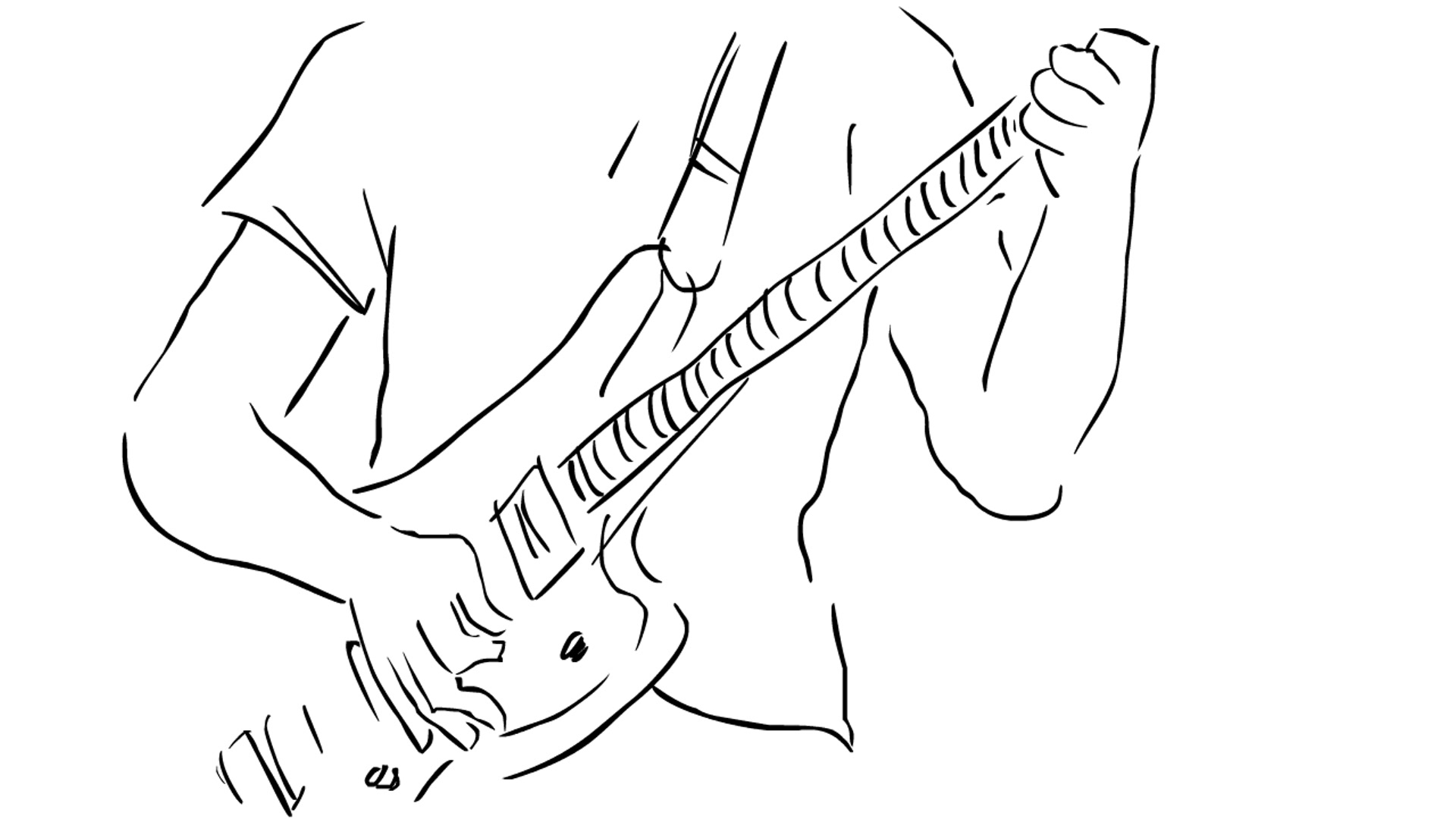 1920x1080 video the animation is drawn playing guitar on white background - Playing Guitar Drawing