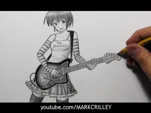 480x360 drawing time lapse playing electric guitar - Playing Guitar Drawing