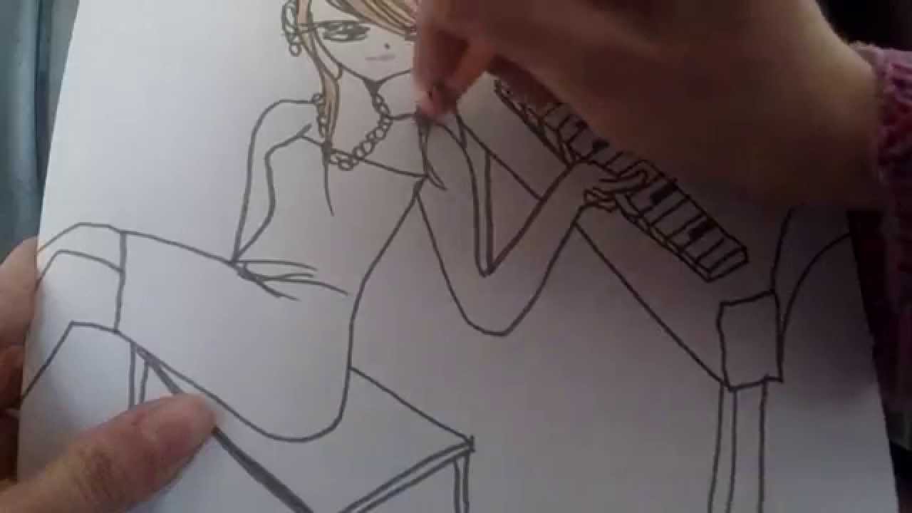 1280x720 how to draw anime girl playing piano - Playing Piano Drawing
