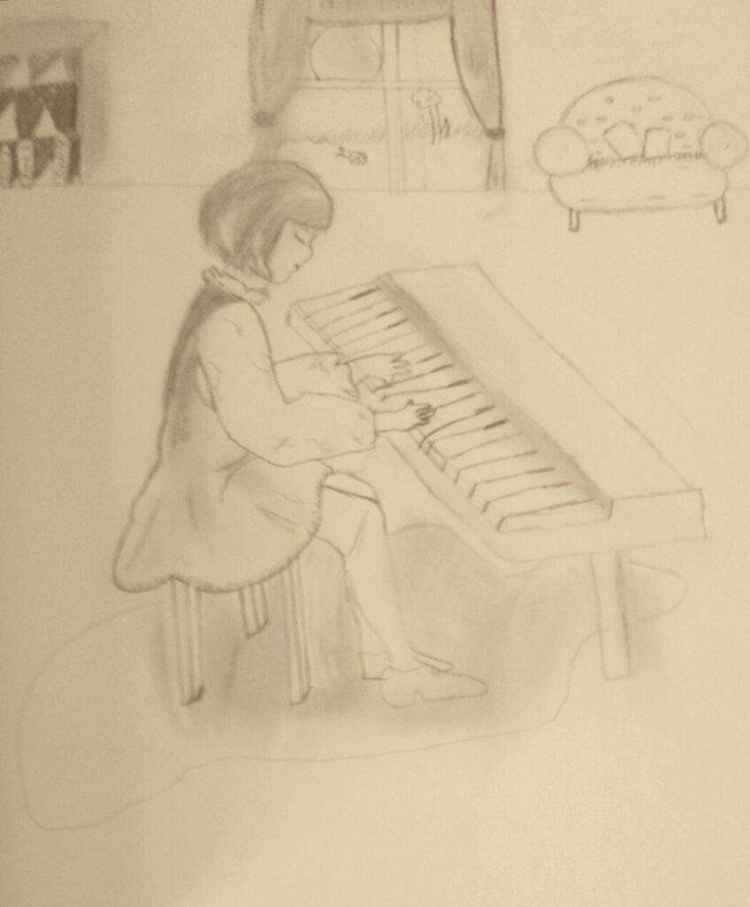847x1024 Someone Playing A Piano Drawing Anime Amino - Playing Piano Drawing