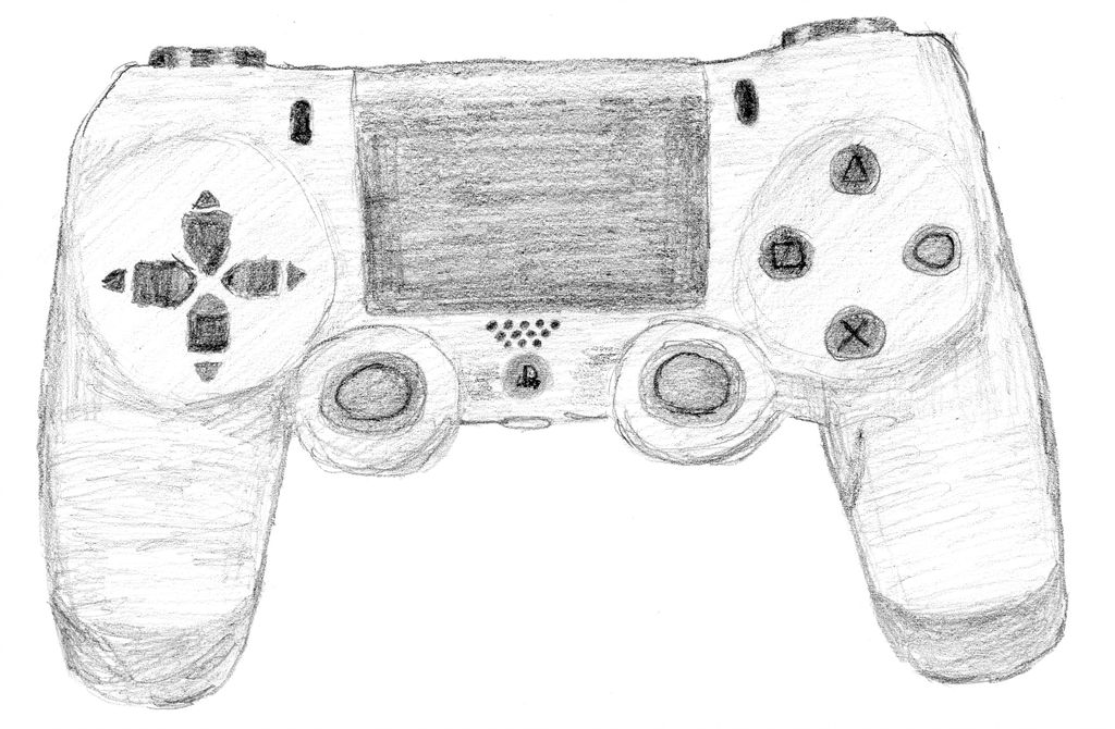 1024x670 playstation controller pencil sketch, version - Playstation Controller Drawing