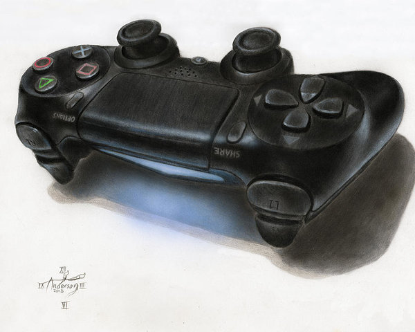 600x480 Controller Drawing Poster - Playstation Controller Drawing