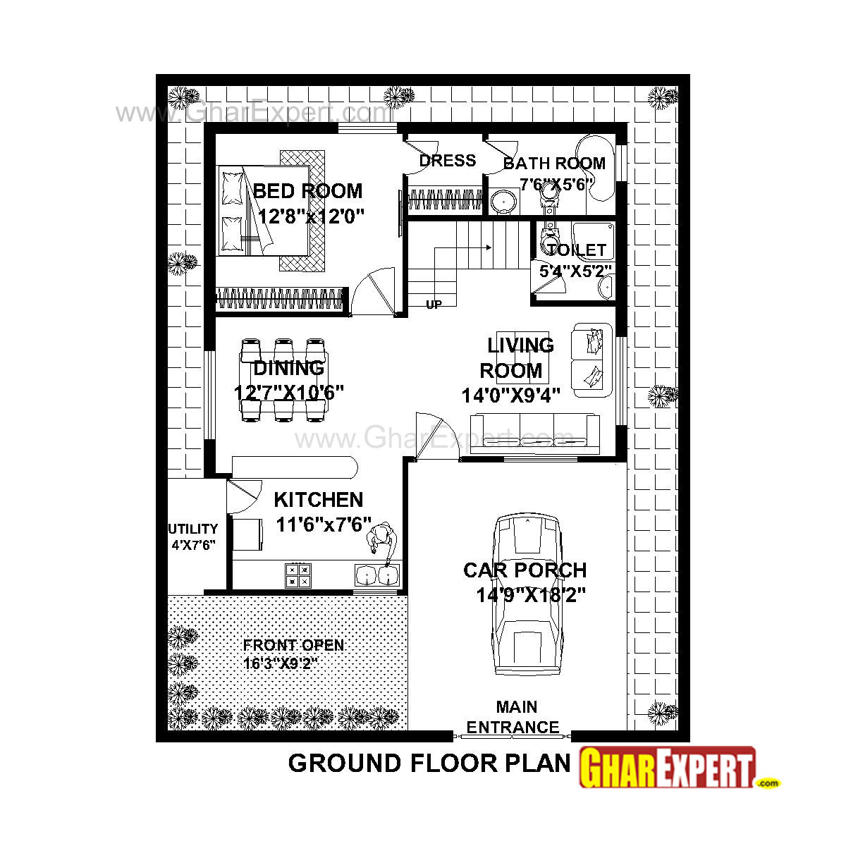 1200x1200 House Plan For Feet - Plot Drawing