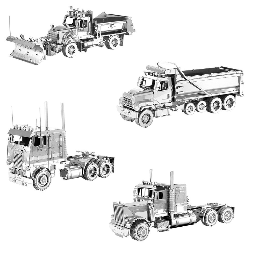 1000x1000 Set Of Metal Earth Model Kits Freightliner Long Nose Coe Dump - Plow Truck Drawing