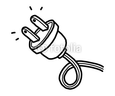 400x333 plug cartoon vector and illustration, black and white, hand - Plug Drawing