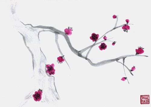 500x354 plum blossom drawing seventh tat's a charm drawings, red - Plum Blossom Drawing