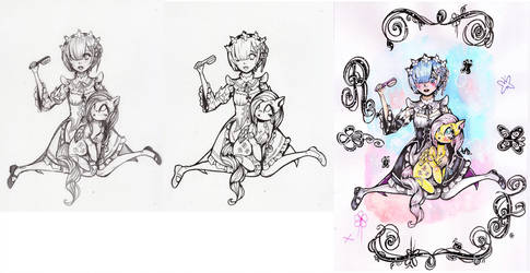 485x250 rem and fluttershy drawing steps - Plume Drawing