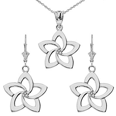 395x395 fine hawaiian plumeria flower pendant necklace - Plumeria Line Drawing