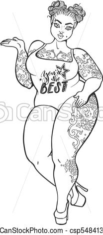 207x470 outline plus size woman illustration vector body positive model - Plus Size Drawing
