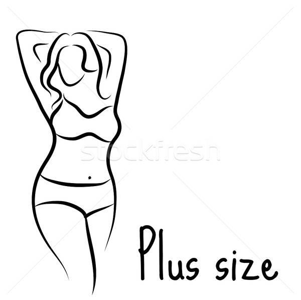 600x598 girl silhouette sketch plus size model curvy woman symbol vector - Plus Size Figure Drawing
