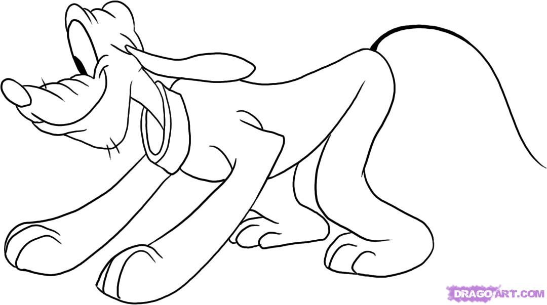 1080x603 how to draw pluto, step - Pluto Cartoon Drawing