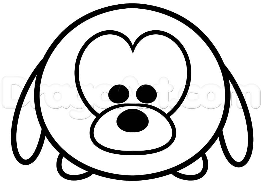 909x676 how to draw tsum pluto, step - Pluto Cartoon Drawing