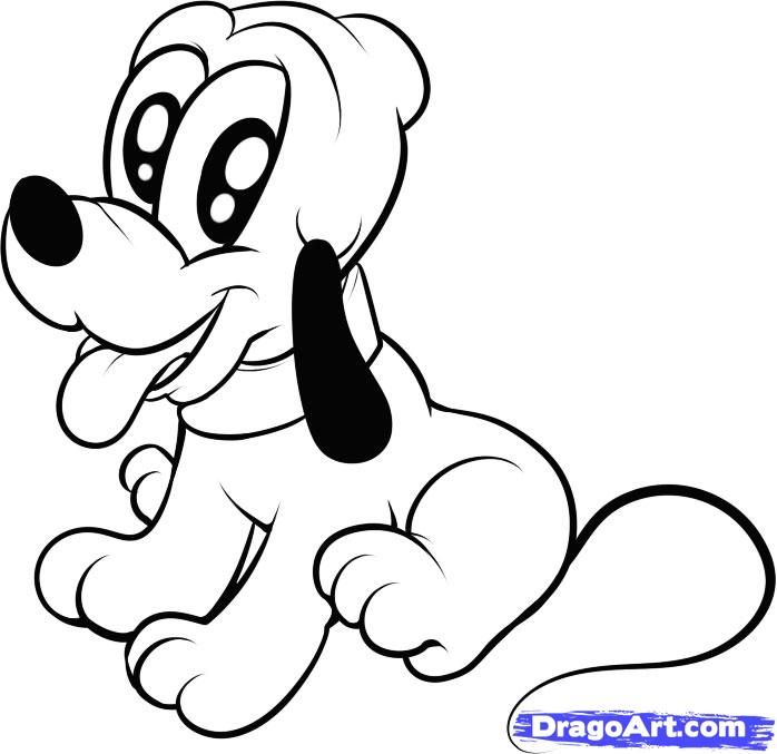 698x677 how to draw baby pluto step stencils drawings, disney - Pluto Cartoon Drawing