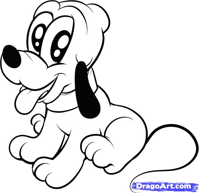 698x677 how to draw baby pluto, step - Pluto Disney Drawing