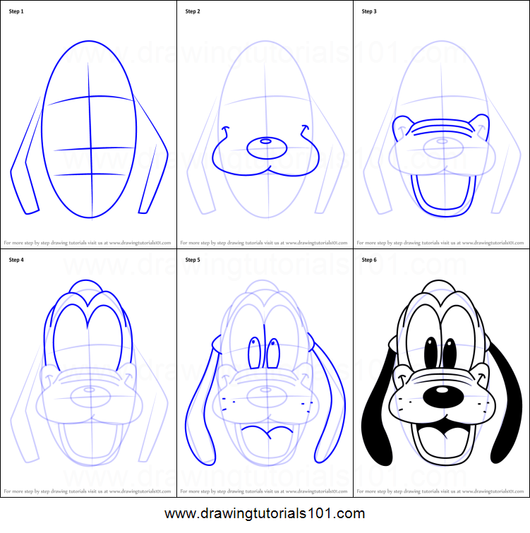 751x755 how to draw pluto face from mickey mouse clubhouse printable step - Pluto Drawing