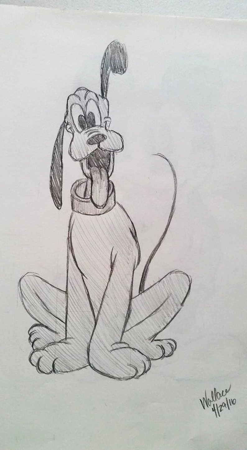 794x1444 disney's pluto sketch drawing etsy - Pluto Drawing