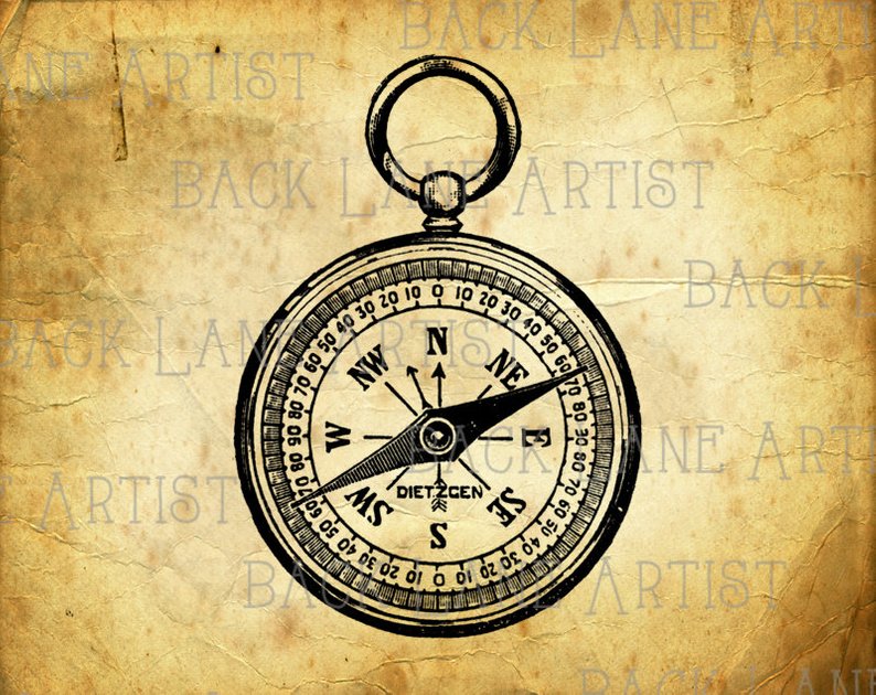 794x630 vintage pocket compass clipart lineart illustration instant etsy - Pocket Compass Drawing