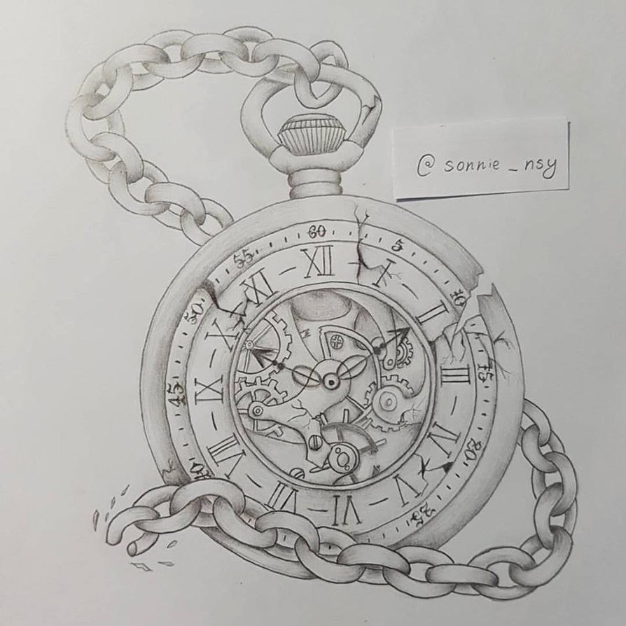 894x894 Simple Pocket Watch Drawing Photo Drawing Skill - Pocket Drawing