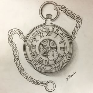 306x306 download free open pocket watch tattoo designs - Pocket Watch Chain Drawing