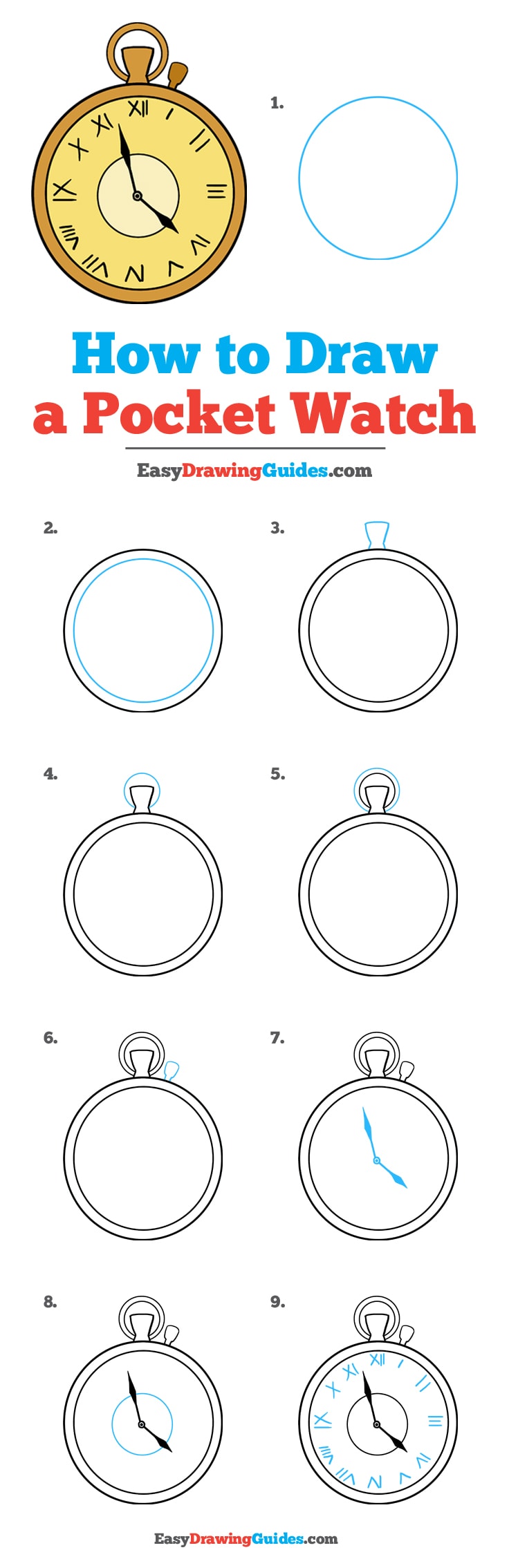 736x2269 How To Draw A Pocket Watch - Pocket Watch Drawing