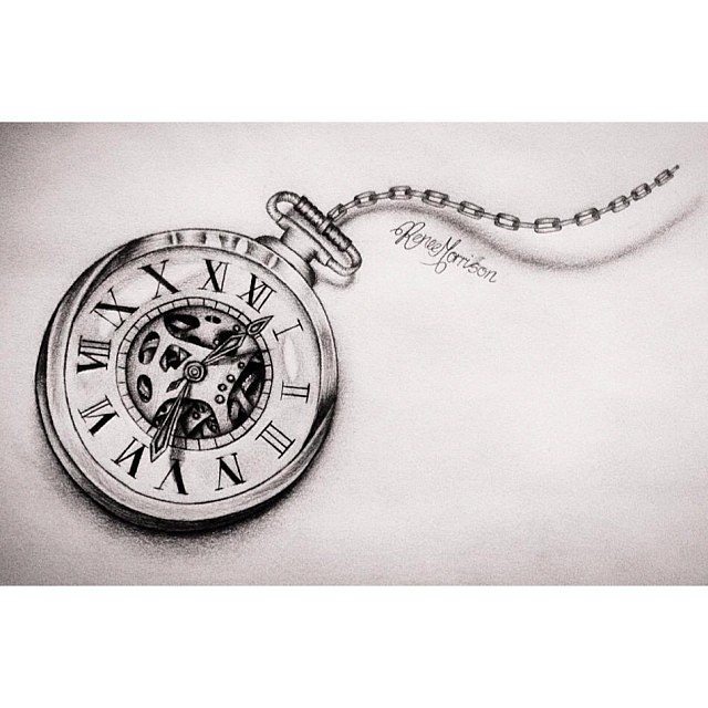 640x640 Drawn Pocket Watch Clock Gear - Pocket Watch Drawing Tumblr