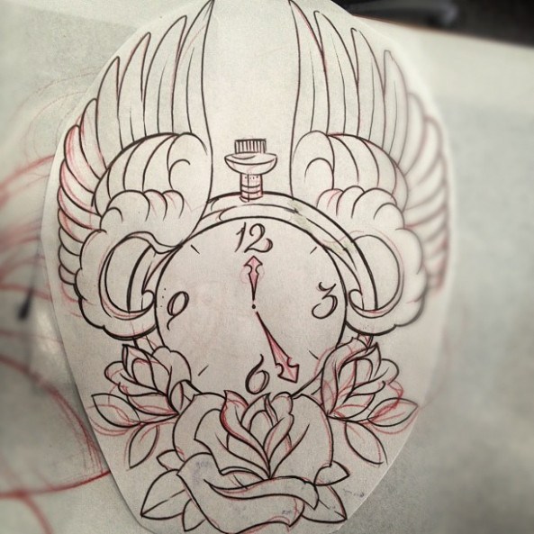 593x593 Here's What People Are Saying About Art Tattoos Art - Pocket Watch Drawing Tumblr