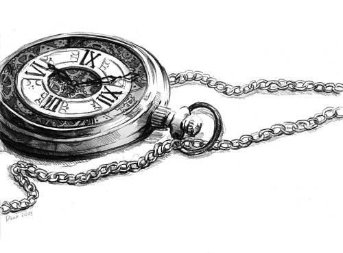 500x370 Drawing Art Time Clock Pixiv Sketch Watch Steampunk - Pocket Watch Drawing Tumblr
