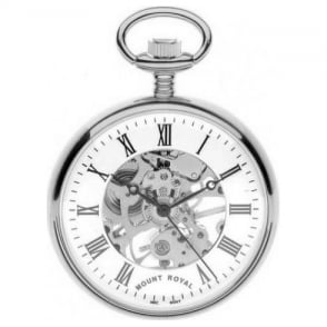 294x294 mount royal chrome plated mechanical half hunter pocket watch - Pocket Watch Line Drawing