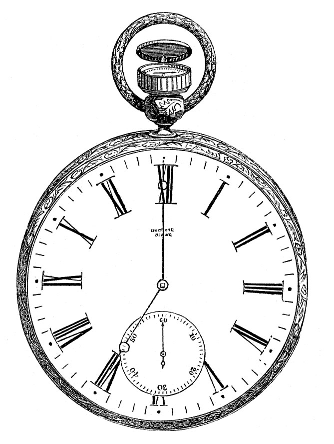 669x888 Vintage Clip Art - Pocket Watch Line Drawing