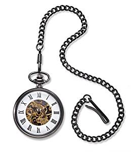 259x300 personalized gunmetal gray exposed gears pocket watch - Pocket Watch Line Drawing