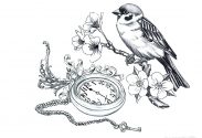 183x125 Coloring Pages Online For Kids Animals Adults Flowers Pocket Watch - Pocket Watch Line Drawing