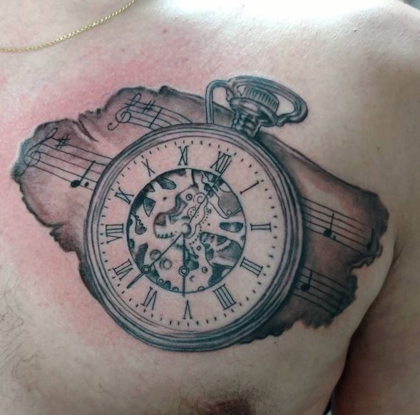 589x582 Pocket Watch Tattoos Designs, Ideas And Meaning Tattoos For You - Pocket Watch Tattoo Drawing