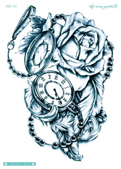 393x550 Pocket Watch And Rose - Pocket Watch With Roses Drawing