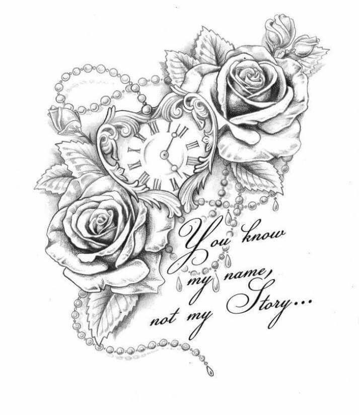 713x825 Watches Drawing Pocket Watch For Free Download - Pocket Watch With Roses Drawing