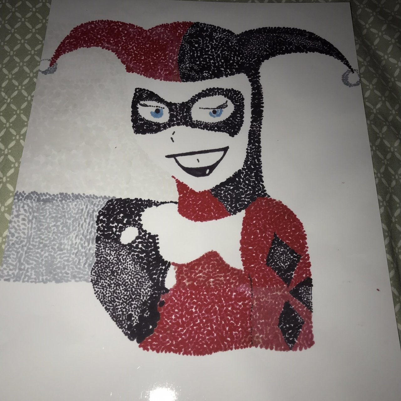 1280x1280 harley quinn pointillism drawing - Pointillism Drawing