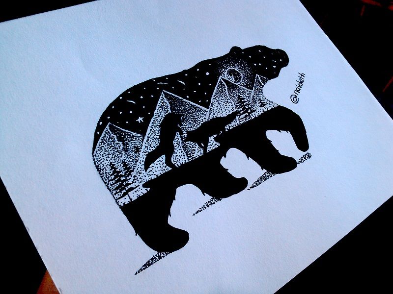 800x600 polar bear pointillism drawing steemit - Pointillism Drawing
