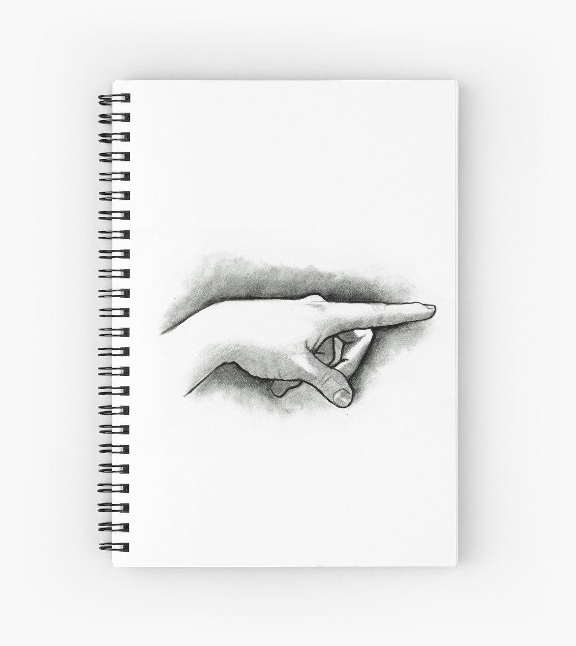 1171x1313 hand with pointing finger, pencil and charcoal drawing spiral - Pointing Finger Drawing
