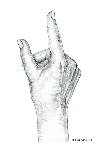 329x500 hand gesture of a single pointing finger hand drawing in pencil - Pointing Finger Drawing