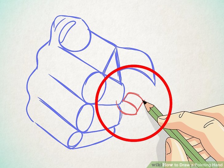 728x546 how to draw a pointing hand steps - Pointing Finger Drawing