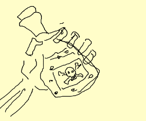 300x250 skeleton hand holding a bottle of poison drawing - Poison Drawing