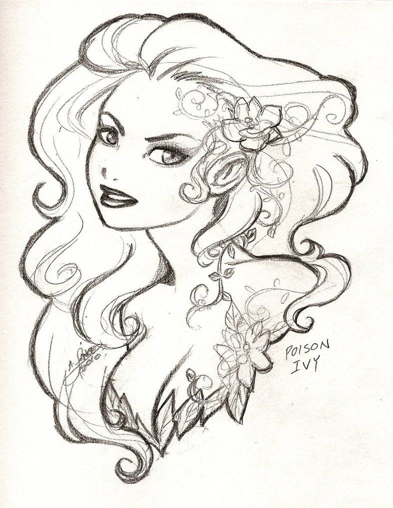 786x1016 poison ivy bust - Poison Ivy Drawing